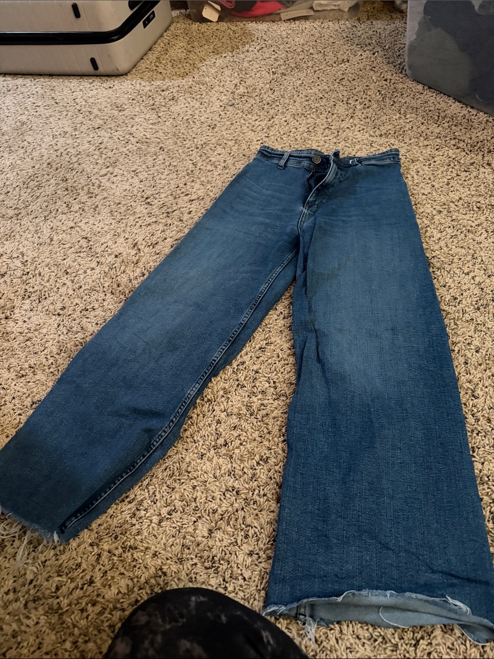 Zara Women's Wide Leg Jeans in Dark Blue Denim